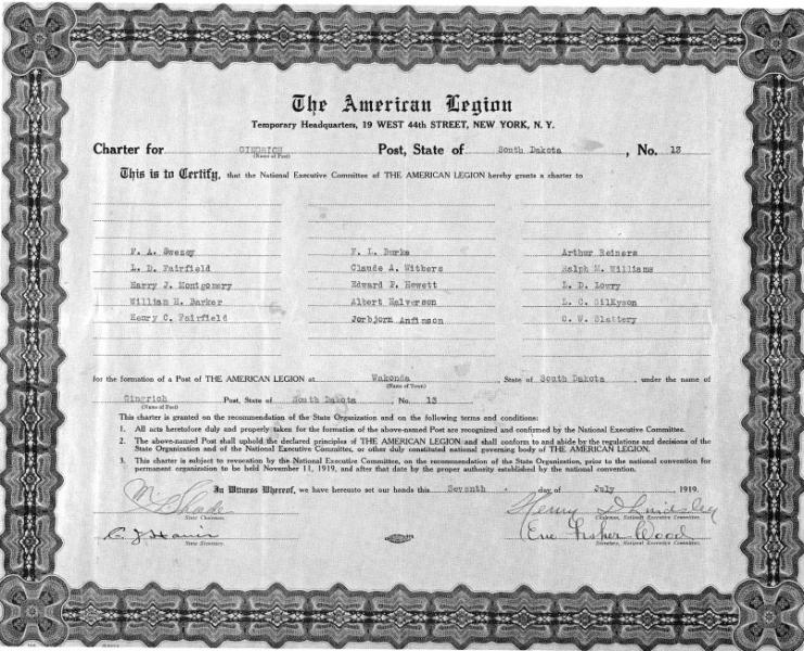 Post 13 Wakonda, South Dakota The American Legion Centennial Celebration